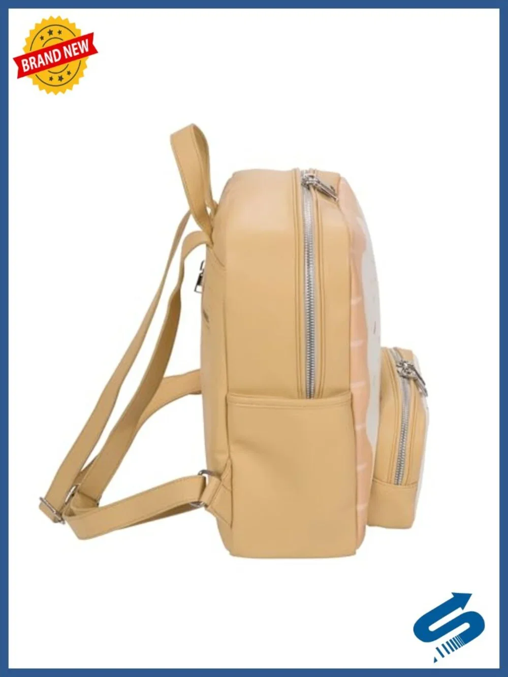 Faux Leather Kawaii Face Fashion Backpack with Laptop Compartment
